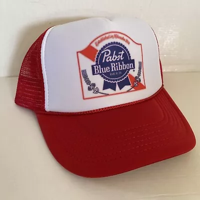 Vintage Pabst Blue Ribbon Beer Hat Pabst Trucker Hat Snapback Red Party Cap • $18.95