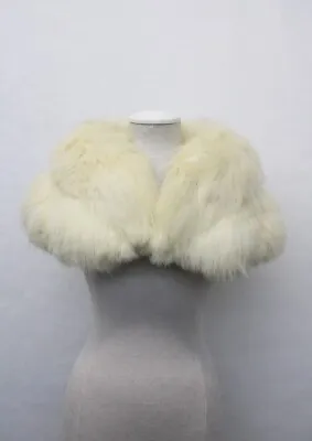 Excellent Ivory Cream Color Fox Fur Stole Shawl Scarf Wrap Women Woman • $149