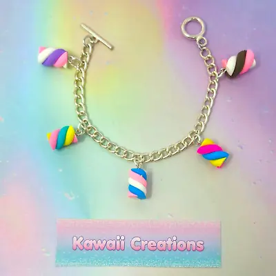 Kawaii Polymer Clay Mini Marshmallow Twists Bracelet - Cute Candy Jewellery • £7.95