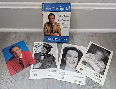 Fred Rogers Book And Post Card Signed By Mr Mcfeely & Other Cards Autograph Lot • $39.99