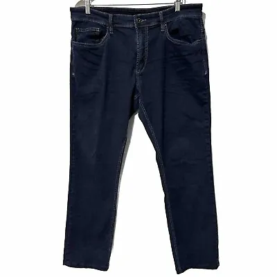 Buffalo David Bitton Jeans Mens 36x29 Skinny Stretch Dark Blue Denim Mid Rise • $21.87