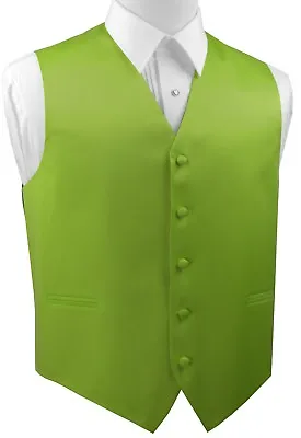 Men's XS - 6XL. Italian Design. Lime Satin Formal Wedding Prom Tuxedo Vest. • $20.95