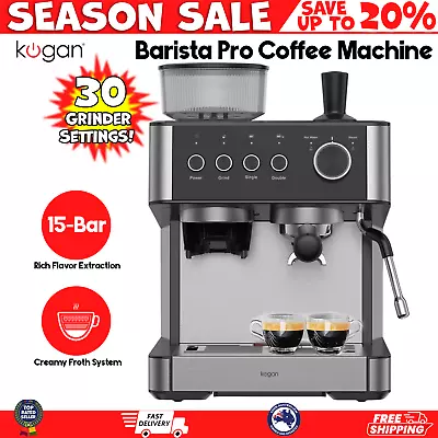 Barista Pro Espresso Coffee Maker 30 Grind Coffee Machine Grinder Milk Frother • $387.26