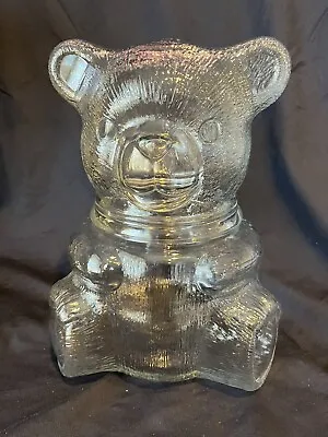 Vintage Teddy Bear Clear Glass Cookie Jar • $25