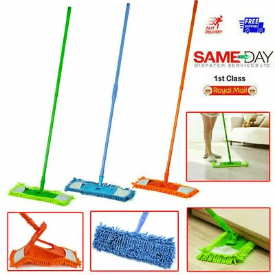 Extendable Microfibre Mop Cleaner Sweeper Wooden Laminate Tile Floor Wet Dry Uk • £9.78