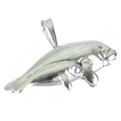 Manatee And Baby Sterling Silver Pendant .925 X 1 Manatees Pendants. • $48.75