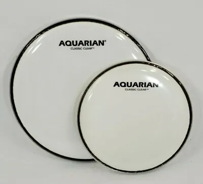 $19.99 • Buy Aquarian Classic Clear White 8  & 6  Drum Heads Works With LP Mini Timbales Etc