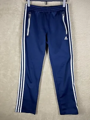 $25 • Buy Adidas Track Pants Size M 100 Mens Blue White Striped Logo Sports Activewear