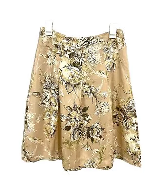 Merona Silk Skirt Pleaded Floral Flare Career Business Casual Festive Women’s 4 • $17