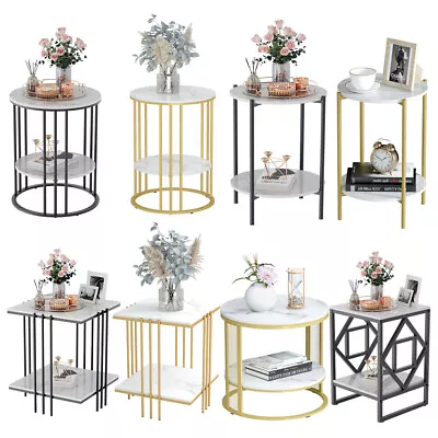 Nordic Marble Small Side Table Sofa Corner Iron Golden Black Small Coffee Table • $72.90