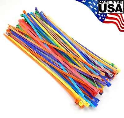 Multi Color Zip Cable Ties 8  40lbs 100pc Made In USA Nylon Wire Tie Wraps  • $9.87