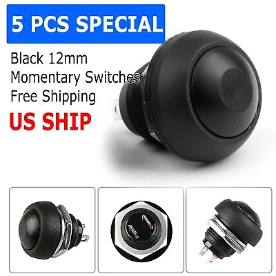 5X Black M4 12mm Waterproof Momentary ON/OFF Push Button Round SPST Switch • $6.95
