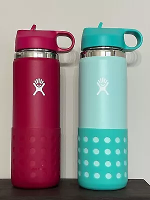 New Hydro Flask 20 Oz Kids Wide Mouth With Straw Cap And Boot DEW • $16.95