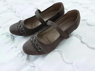 Lilley & Skinner Ladies Brown Suedette Low Heel Comfort Shoes With Strap Size 8 • £9.50