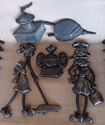 Mid Century 1971 SEXTON Cast Metal Wall Art Woman Cleaning Cook Kitchen Mill  • $17.50