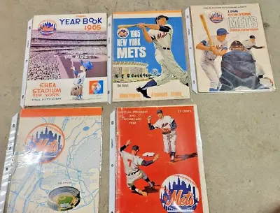 1965-1968  Various LOT OF 5 NEW YORK METS YEARBOOKS & SCOREBOOKS Some Signed • $250