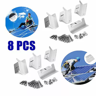 8 PCS Z-Brackets Set For Solar Panel Mounting Aluminum Flat Roof Wall Mounts • $18.99