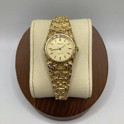 Vintage Gruen Ladies 25mm Watch Quartz Gold Toned Nugget Watch - Runs • $19.99