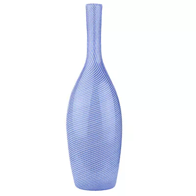 Vintage 1950's Signed Venini  Mezza Filigrana  Blue & White Spiral Stripe Vase • $985