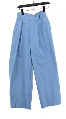 Zara Women's Trousers S Blue 100% Cotton Wide-Leg Chino • £16