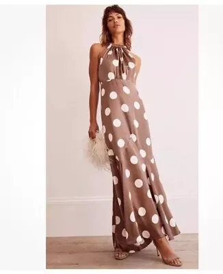 Mint Velvet Spotty Polka Dot Halter Neck Maxi Dress Size 12 • £15