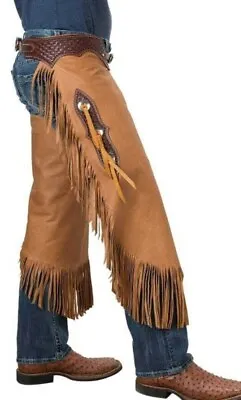 Native American Cowboy Style Suede Leather Pant Rodeo Chap Mountain Mens Chap • $99