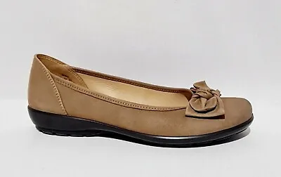 Hotter Jewel Tan Brown Nubuck Leather Shoes UK 5.5 STD Dune Ballerina Pumps  • £25