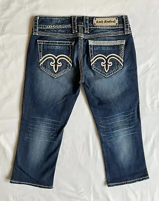 $22.49 • Buy Rock Revival Capri Jeans Women's Size 26 (Actual 27) Alanis Thick Stitch Denim