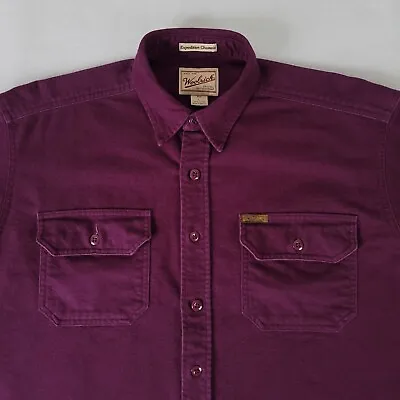 $27.50 • Buy Vintage Woolrich Mens Shirt Flannel Expedition Chamois LARGE Relaxed Purple 