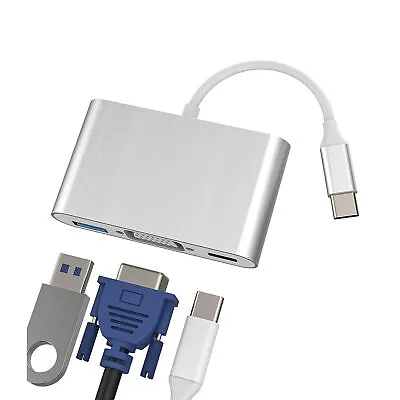 Usb C To Vga+Usb-A+Type-C Adapter Thunderbolt 3.0 Otg Cable Accessories For Tv • $23.99