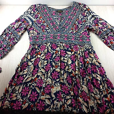 Catalog Maxi Dress Women's Size 16 Fit & Flare Willow Tie Boho Navy Floral BNWT • $28.50