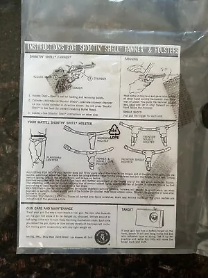 1958 Mattel Shootin Shell FANNER & HOLSTER Cap Gun Instructions • $8.60