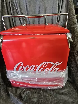 Vintage Coca-Cola Cooler Chrome Corners And Handle Steel 18 Pack Retro Ice Chest • $85