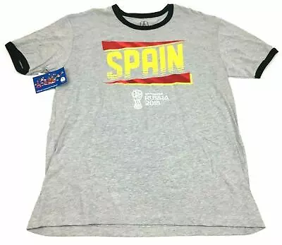 FIFA Russia World Cup Men's  T-Shirt Graphic Spain Soccer Team Grey XLarge New • $13.74