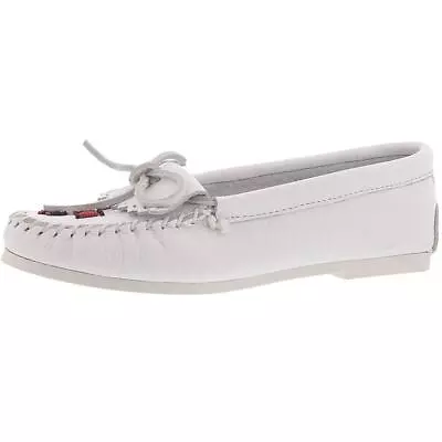 Minnetonka Womens Thunderbird White Moccasins Shoes 8.5 Narrow (AAN) BHFO 1341 • $13.99