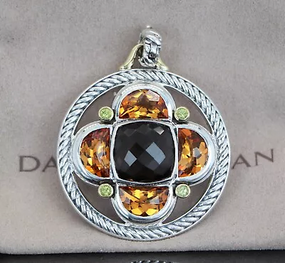 David Yurman 18K Gold Silver Citrine Smoky Quartz Peridot Renaissance Pendant • $1350