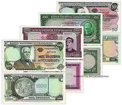 Mozambique Set 4 Notes 50 100 500 1000 Escudos  P 116 117 118 119 Unc Large • $5.44