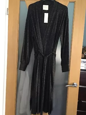 M & S Sz Med The Lounge Edit Black Mix Wrap Dressing Gown With Pockets Bnwt • £15.99