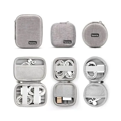 Portable Earphone Storage Bag USB Data Cable Organizer Bag EVA Hard Gadgets Case • £6.70