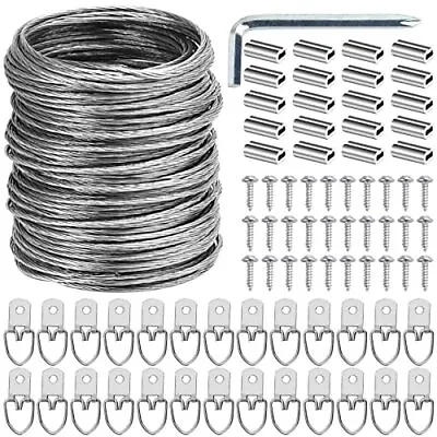 Ouskr 100 Pcs Picture Hanging Wire Kit 100 Feet Heavy Duty Wire Picture Hangi • $10.32