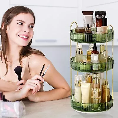 360 Rotating 3 Tiers Makeup Organizer For Vanity Bathroom Countertop Organizer • $18.98