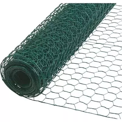 Chicken Wire Mesh 5m Roll Green Fencing PVC Coated 25mm Galvanised Netting • £9.48