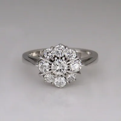 Vintage Ring Brilliant Approx. 1.48ct TW(G)-si 585/14K White Gold Crafted • $2001.79