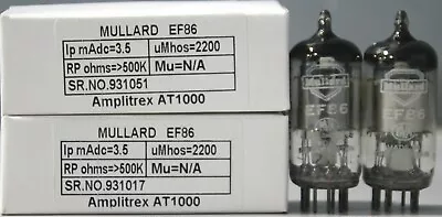 EF86 Mullard Top  O  Getter Made In Gt.Britain Amplitrex Tested Qty 1 Match Pair • $118