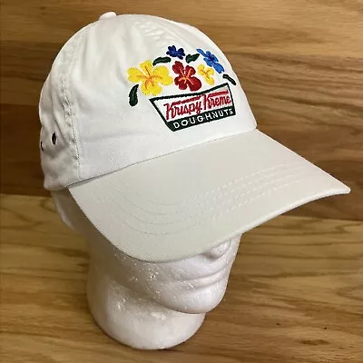 Krispy Kreme Doughnuts Hat White Adjustable Stap Back Cap Maui Hawaii Floral • $55