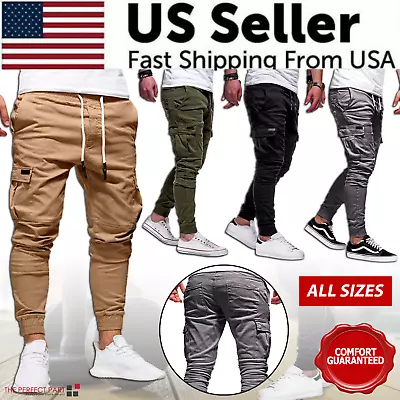 Men's Casual Joggers Pants Sweatpants Cargo Combat Loose Sport Workout Trousers • $19.59