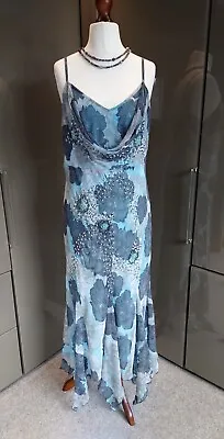 £27.50 • Buy John Rocha Blue Turquoise Sequin Beaded Evening Dress Sz 16 Wedding Cruise Party