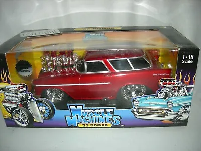 1955 Chevy Nomad Wagon In Gloss Red. New In Box 1:18 Scale  Musc. Mach. • $95.99