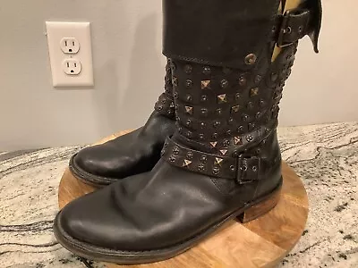 UGG Australia Conor Studded Black Leather Moto Boots Women’s Size 10 • $49