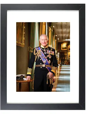 King Charles III In Military Uniform 2024 Portrait Matted & Framed Picture Photo • $59